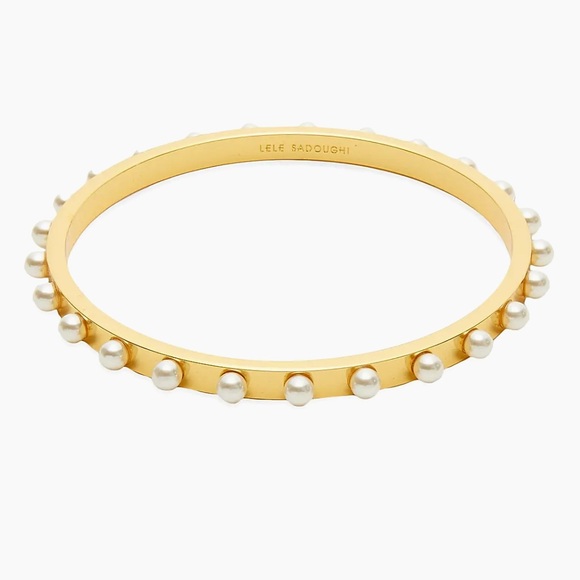 Lele Sadoughi Gold Bangle Bracelet with Acrylic Pearls. Brand new!